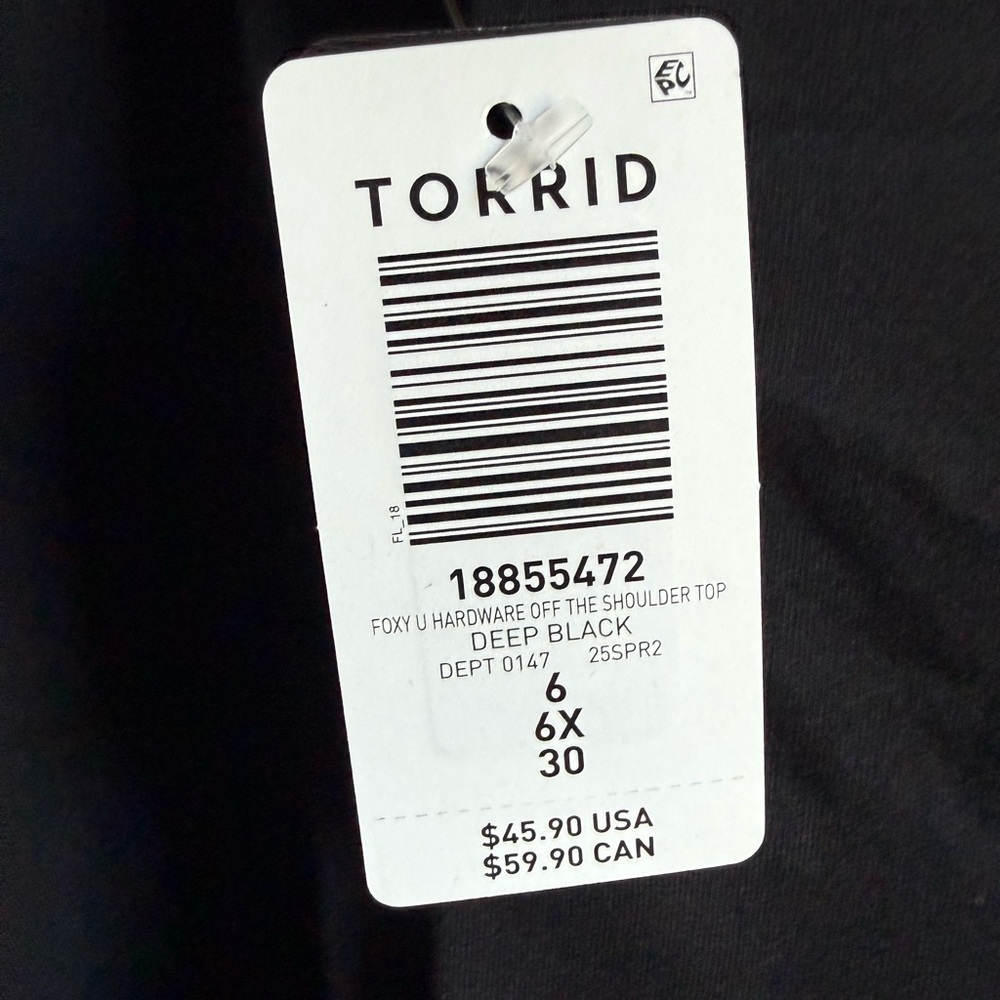 (6X)Torrid Foxy Hardware Off Shoulder Top Black - Picture 6 of 6